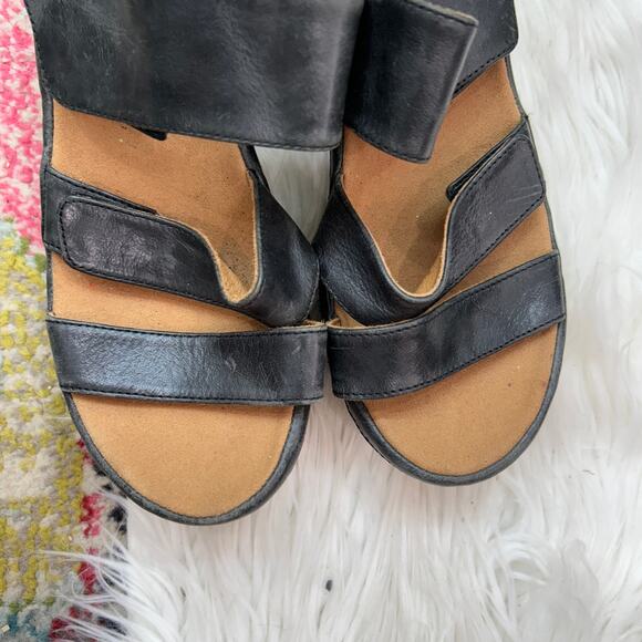 Bussola Black Boho Leather Sling Back Platform Wedge Trinidad Sandal 40 / 9-9.5 - Picture 4 of 11